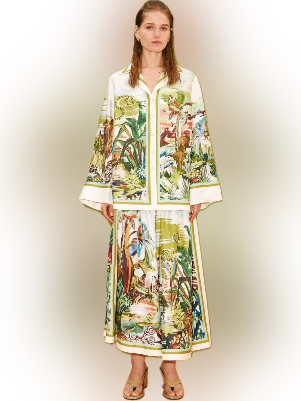 Alemais Jungle Boogie Silk SET of Shirt and Pants Size AU10 US6